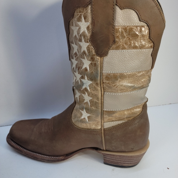 JB Dillon Reserve Patriot Tan Leather Western Boots Size 9 1/2 B - Picture 5 of 11